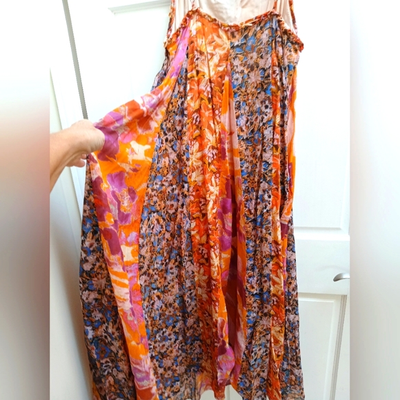 FREE PEOPLE Moondive orange floral flowy long full strappy cotton dress - Picture 4 of 10
